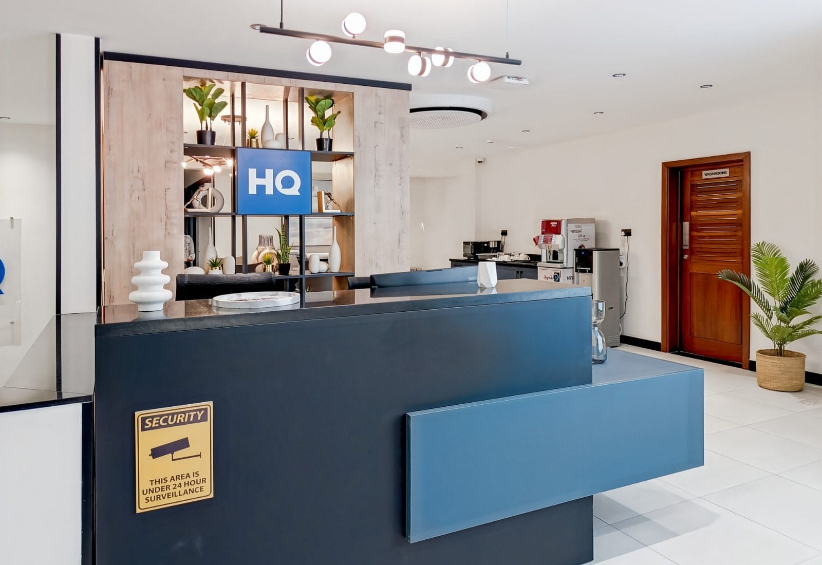 HQ Mombasa reception desk at the serviced offices in City Mall, Nyali