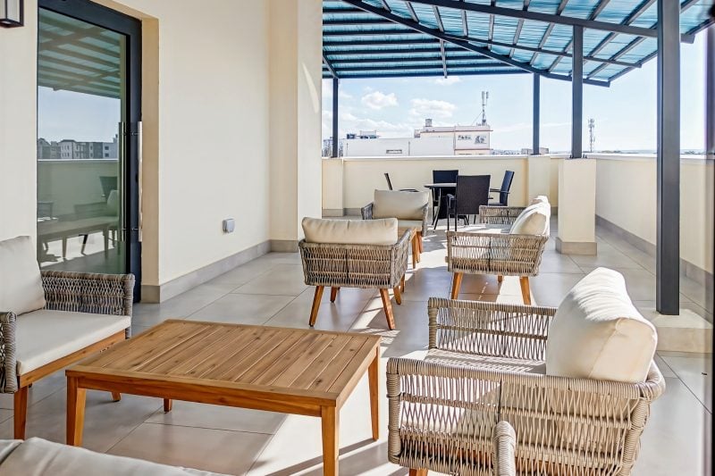 Rooftop terrace lounge with sea view at HQ Mombasa, City Mall Nyali